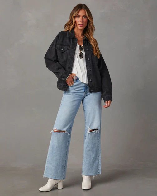 Josie Pocketed Vintage Denim Jacket - Black | VICI