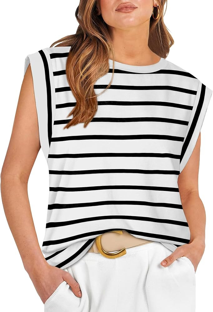 WIHOLL Cap Sleeve Tops for Women Summer Top Basic Tee Shirts Business Casual Tank Loose Fit 2026 ... | Amazon (US)