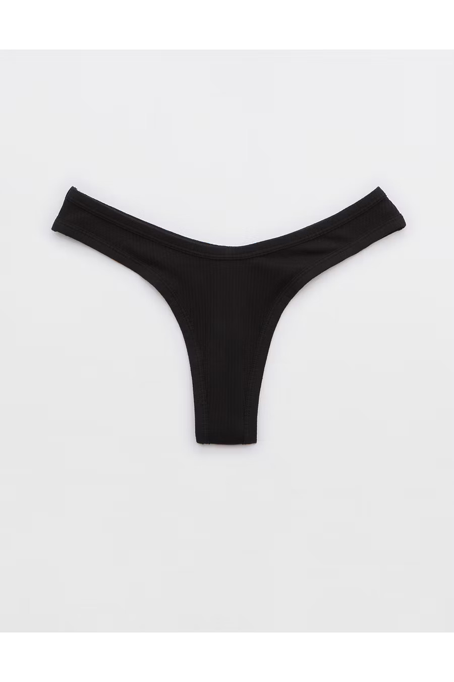 Superchill Cotton Rib Thong Underwear Women's True Black XXS | Aerie