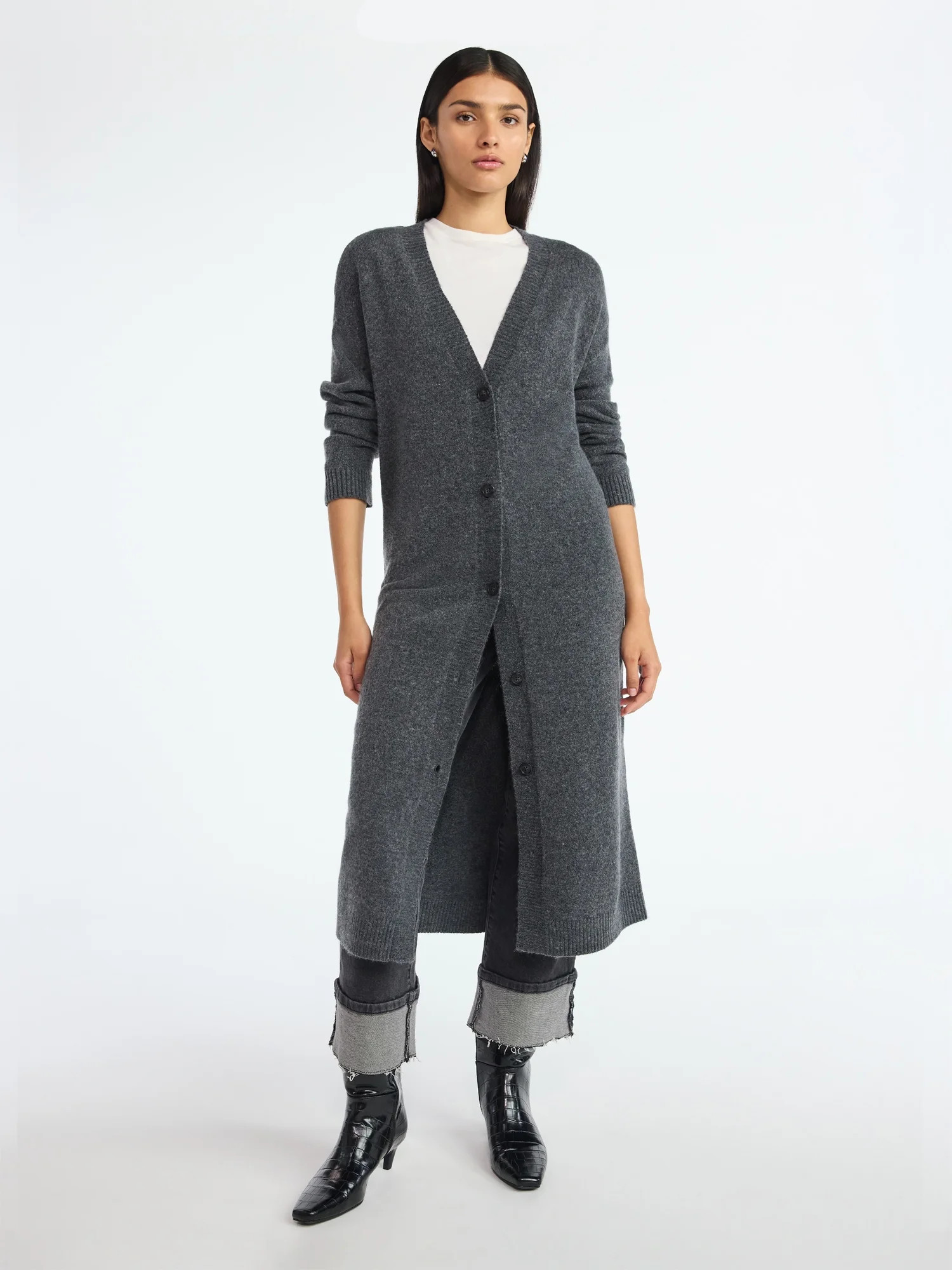 Scoop Women's and Women's Plus Button Front Maxi Cardigan Sweater, Midweight, Sizes, XS-4X | Walmart (US)