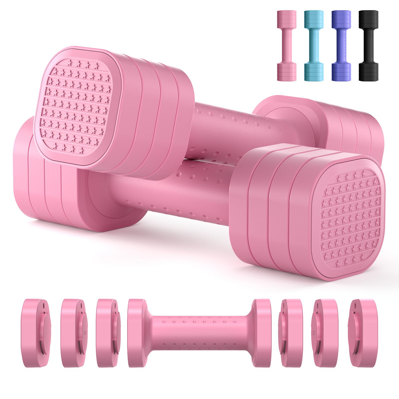 Zempox Adjustable Dumbbell Set of 2, 4 in 1 Free Weights Dumbbells Set for Women, Hand Weights fo... | Amazon (US)