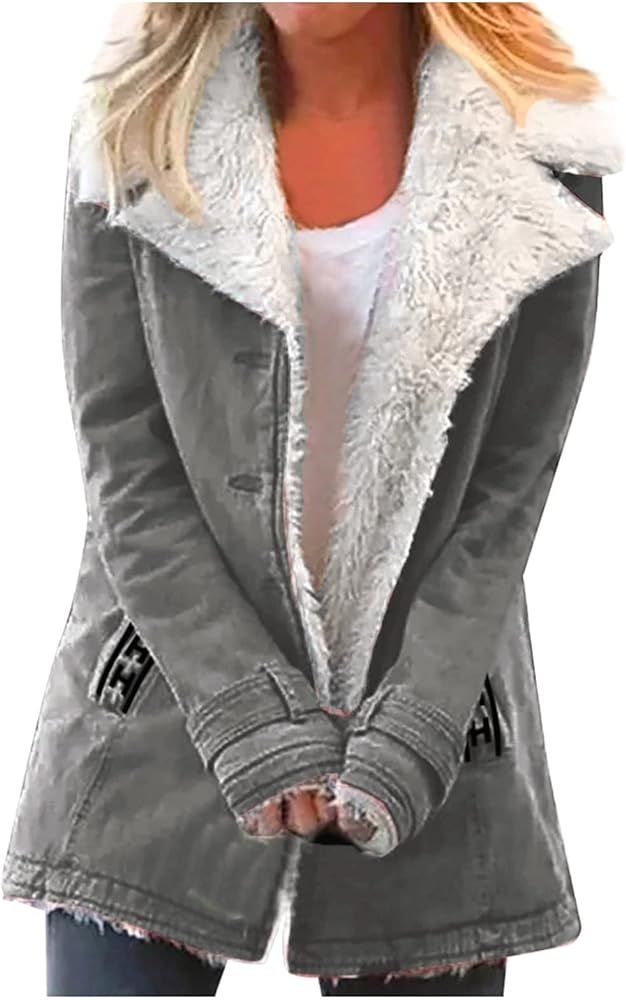 Auimank Winter Jacket for Women,Women Fuzzy Fleece Lined Jackets with Pockets Parka Winter Coats ... | Amazon (US)