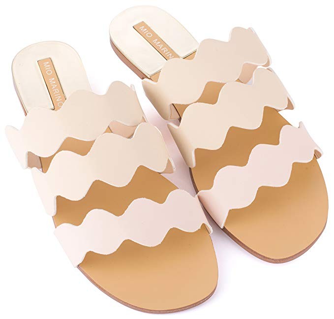 Mio Marino womens slide sandals, Frill Scalloped slide for women Enclosed In A Gift Box | Amazon (US)