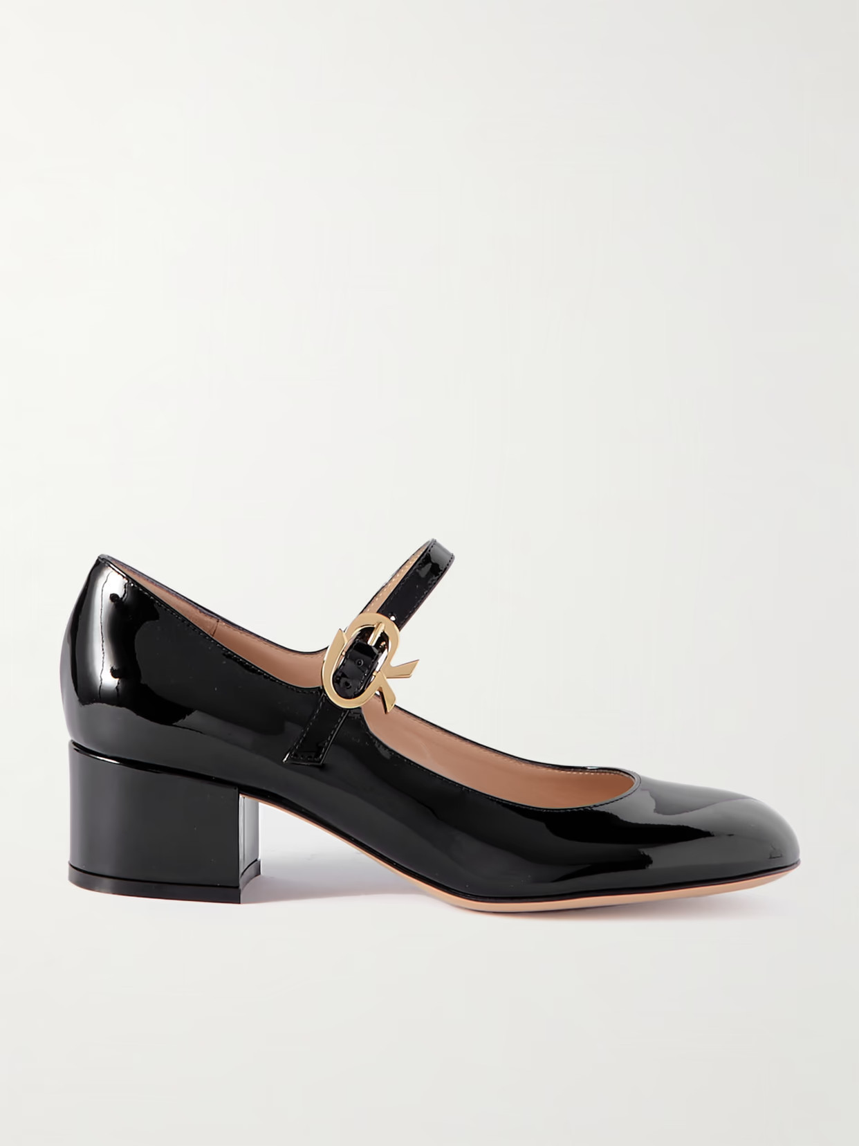 Gianvito Rossi - Ribbon 45 Patent-leather Mary Jane Pumps - Black | NET-A-PORTER (US)