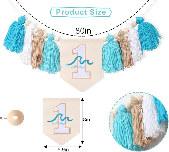 The Big One Surf 1st Birthday High Chair Banner - Wave Big One Highchair Banner, Surfing 1st Birt... | Amazon (US)