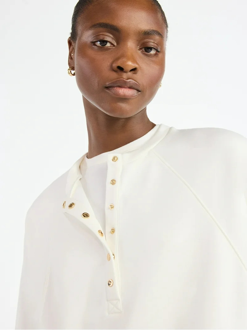 Scoop Women’s New Scubaknit Raglan Henley Top, Sizes XS-XXL | Walmart (US)