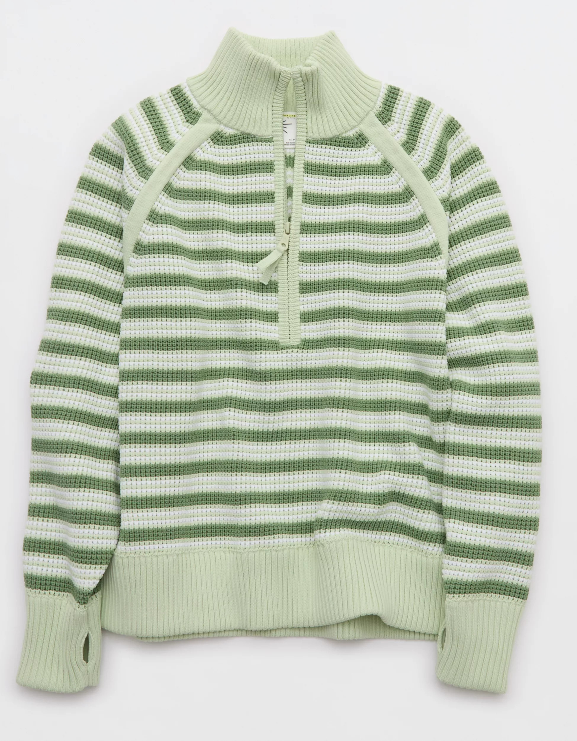 OFFLINE By Aerie Cool Down Quarter Zip Waffle Sweater | Aerie