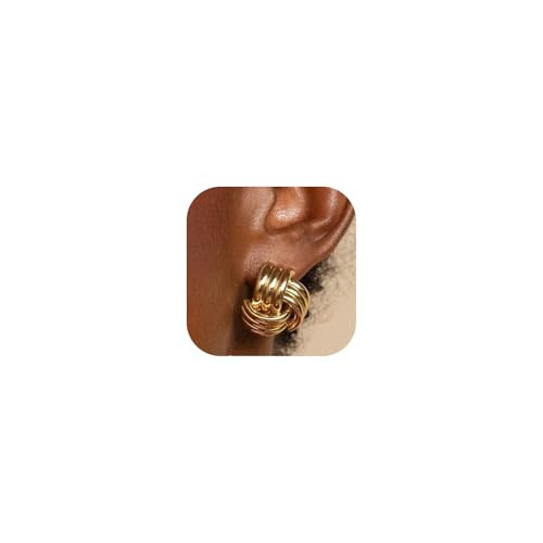 Gold Earrings for Women, Hypoallergenic Statement Knot Chunky Gold Earrings Lightweight Chunky Jewelry for Women | Amazon (US)