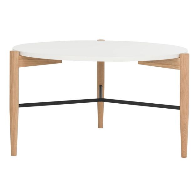 Thyme Round Coffee Table - White / Oak - Safavieh | Target