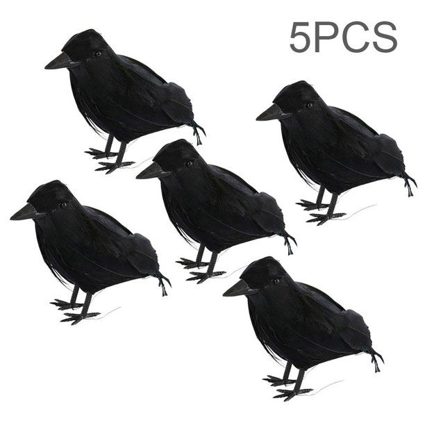 HOTBEST 5pcs Halloween Artificial Realistic Woodland Black Crows Birds for Garden Home Decor - Wa... | Walmart (US)