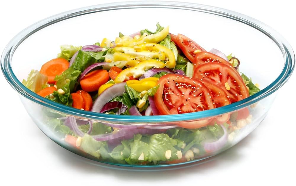NUTRIUPS Large Glass Mixing Bowl, Large Salad Bowl for Serving (6 QT) | Amazon (US)