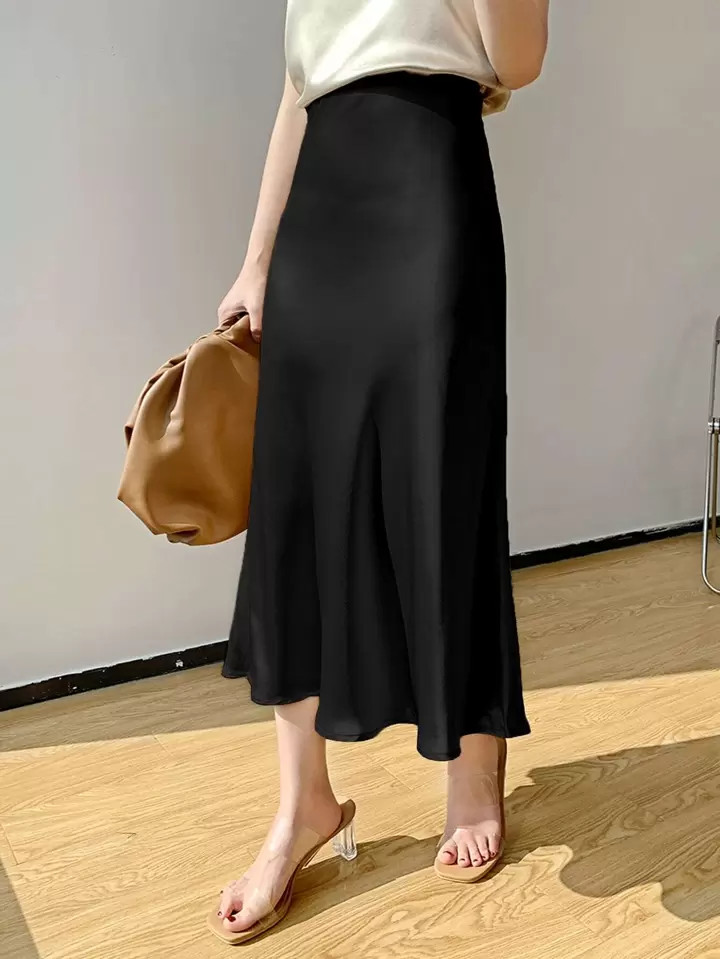 DAZY Falda de línea A de talle alto unicolor | SHEIN