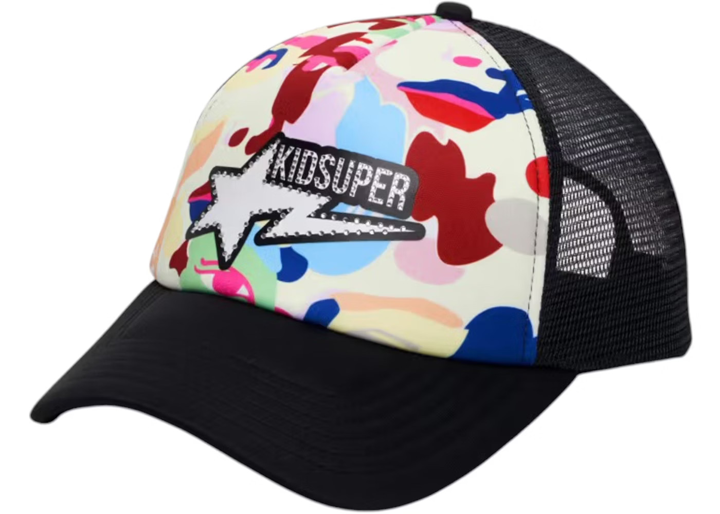 BAPE x KidSuper Sta Logo Rhinestone Trucker CapMulticolor | StockX