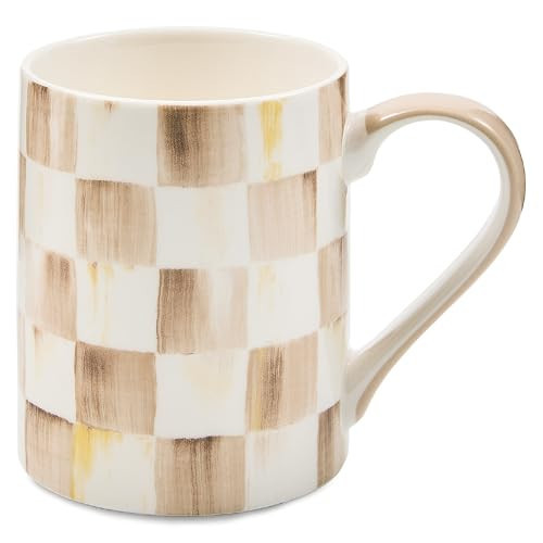 MACKENZIE-CHILDS Porcelain Mug, Tea and Coffee Mug, Brown-and-White Mocha Check | Amazon (US)