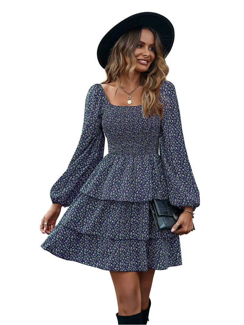 PRETTYGARDEN Women's Long Sleeve Ruffle Mini Dress, Sizes S-XXL | Walmart (US)