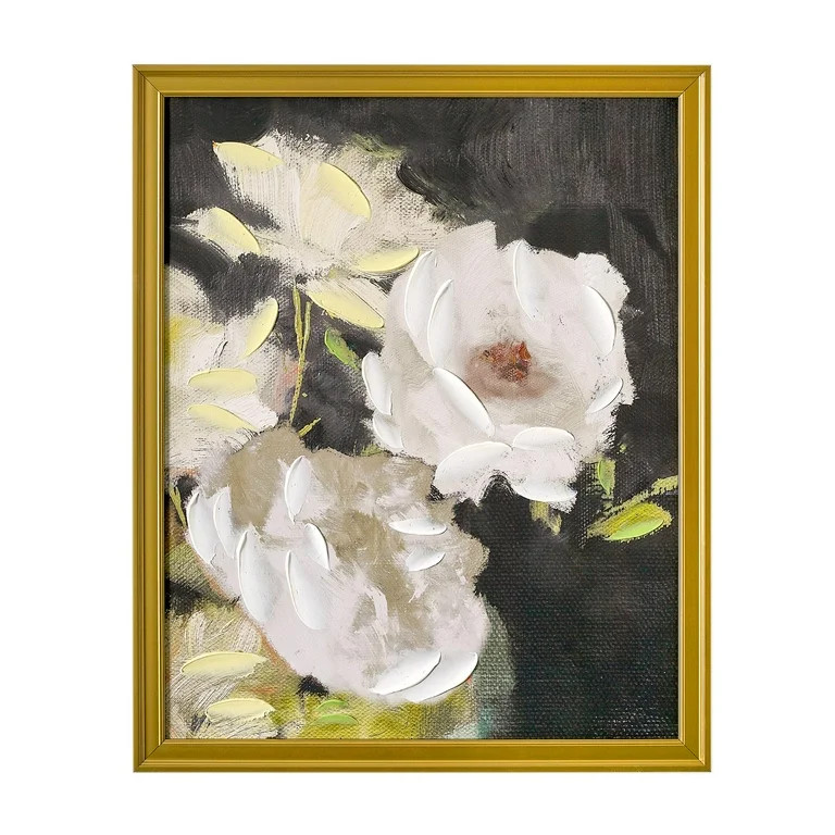 Beautiful Hand Painted Romantic White Florals Gold Wood Framed Canvas Wall Art by Drew Barrymore ... | Walmart (US)