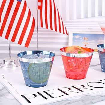 LIYH 100 Pcs 9 oz Red and Blue Disposable Plastic Cups, 4th of July Plastic Wine Glasses for Cele... | Amazon (US)
