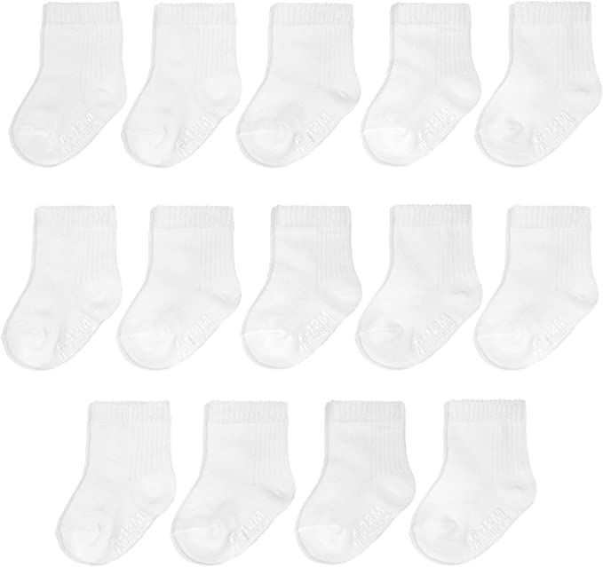 Fruit of the Loom Baby 14-Pack Grow & Fit Flex Zones Cotton Stretch Socks - Unisex, Girls, Boys | Amazon (US)