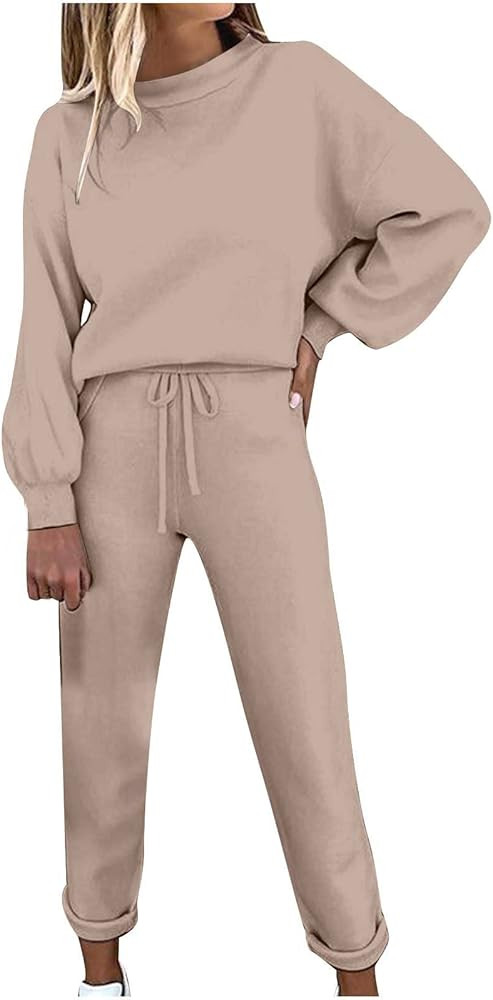 Womens 2 Piece Sets Casual Comfy Travel Lounge Outfits Long Sleeve Crewneck Sweatsuits Drawstring... | Amazon (CA)