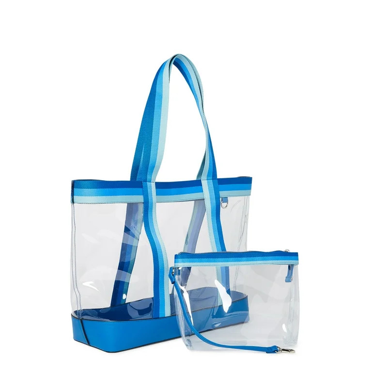 Time and Tru Women’s Tote and Pouch Set, 2-Piece Colonial Blue | Walmart (US)