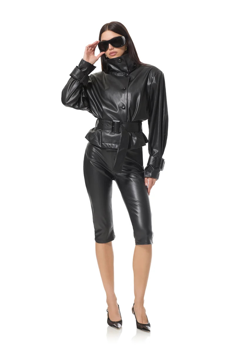 Scarlette Faux Leather Jacket - Noir | ShopAFRM
