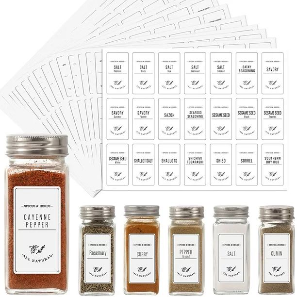 White 399 Printed Spice Jar Labels Stickers, Extra Write-on Labels for DIY, Farmhouse Waterproof ... | Walmart (US)