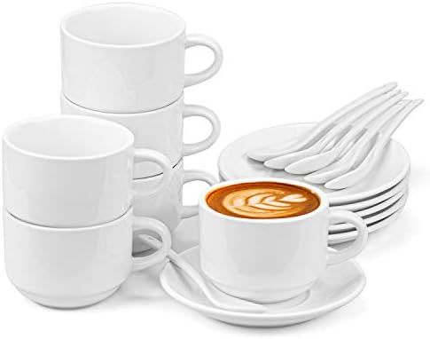 Hedume 6 Pack 5 OZ Espresso Cups with Saucers and Spoons, Stackable Espresso Coffee Cup Set for S... | Amazon (CA)