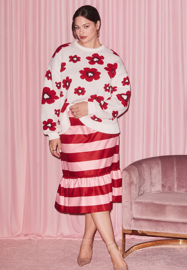 ELOQUII x kate spade new york Stripe Trumpet Skirt | Eloquii