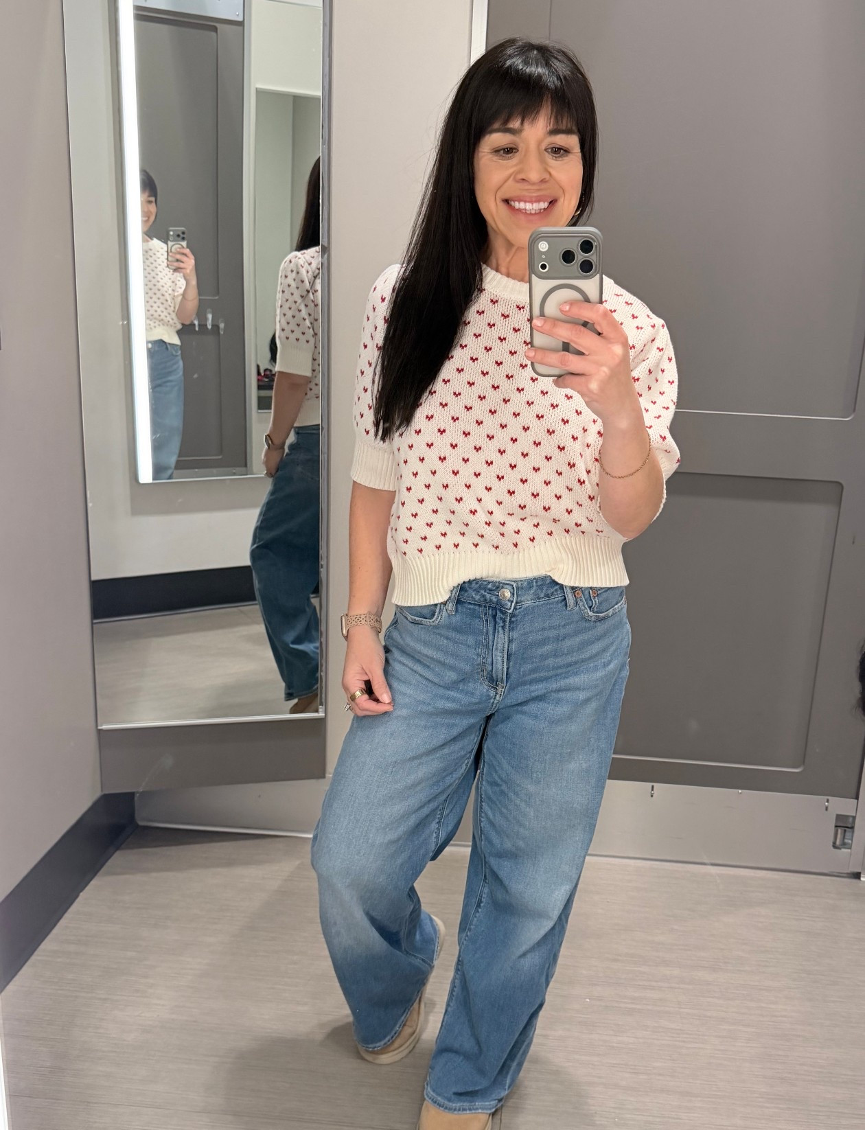 ♥️♥️ ♥️  perfect little valentines top for the classy timeless gal! 

sizing:
top: med. i could have sized down but this size fit ok as well

bottoms: size 2 x-short

#LTKOver40 #LTKPetite #LTKValentine