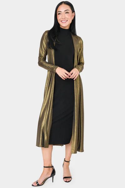 Foil Knit Duster with Self-Tie Belt | Gibson