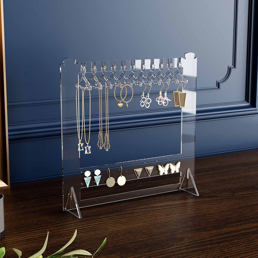 squacco Acrylic Jewelry Earring Ring Necklace Mini Hanger Rack Organizer Bracelet Holder Storage ... | Amazon (US)