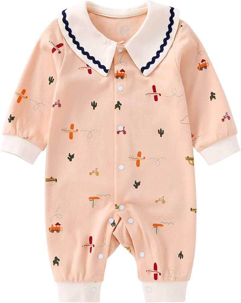 pureborn Baby Girl Jumpsuit Cute Coverall Pajamas Long Sleeve 0-24 Months | Amazon (US)