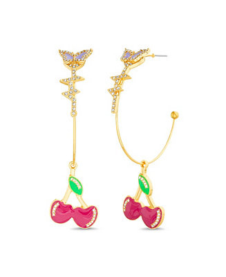 Butterfly Hoop Earring with Cherry Dangle Charm | Macy's