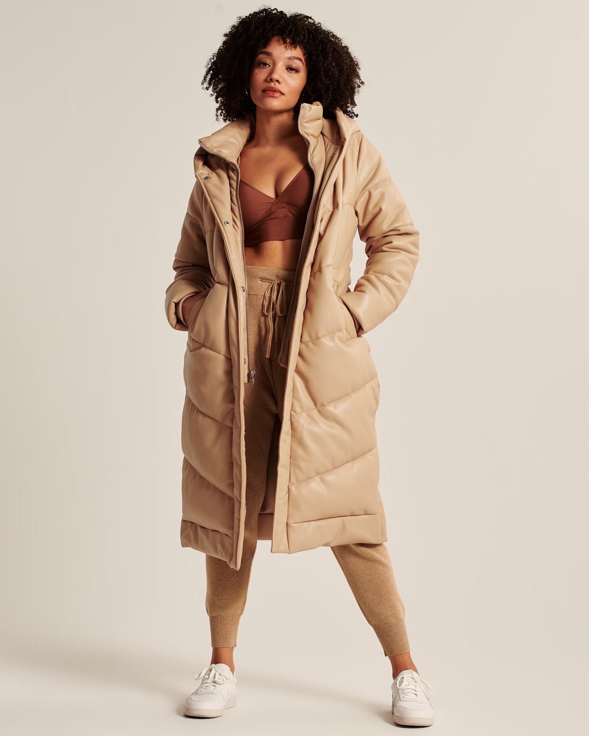 Ultra Long Vegan Leather Puffer | Abercrombie & Fitch (US)