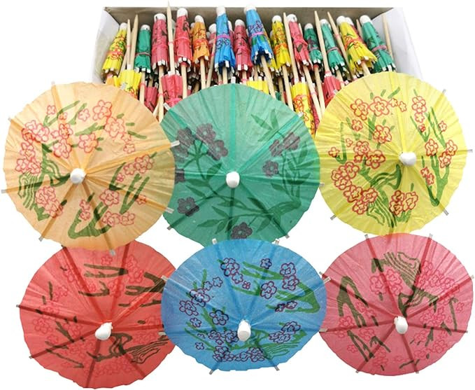 Cocktail Umbrella Parasol Picks 4 Inch Pack 144 Assorted Colors,Drink Umbrella Toothpicks for Dri... | Amazon (US)