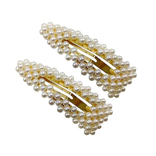 Numblartd 2Pcs Women Girls Artificial Pearl Alloy Barrettes Hairgrip BB Hair Clips Pins - Fashion... | Amazon (US)