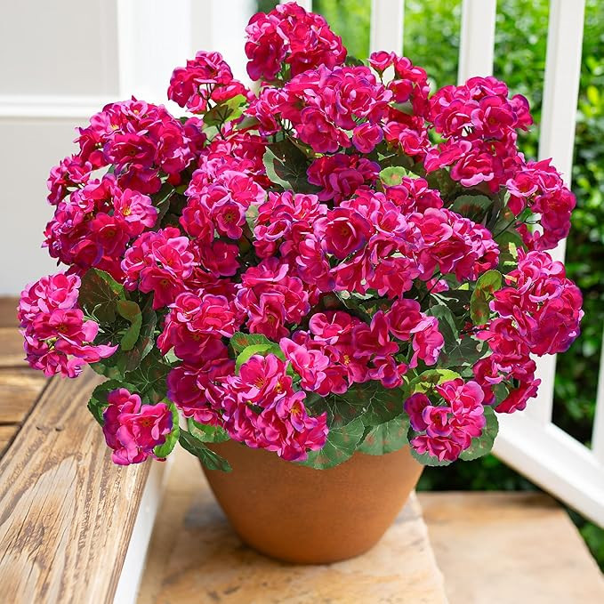 Artificial Geranium Fake Flowers for Outdoors Decoration, 6 Bundles Silk Geraniums Flower UV Resi... | Amazon (US)