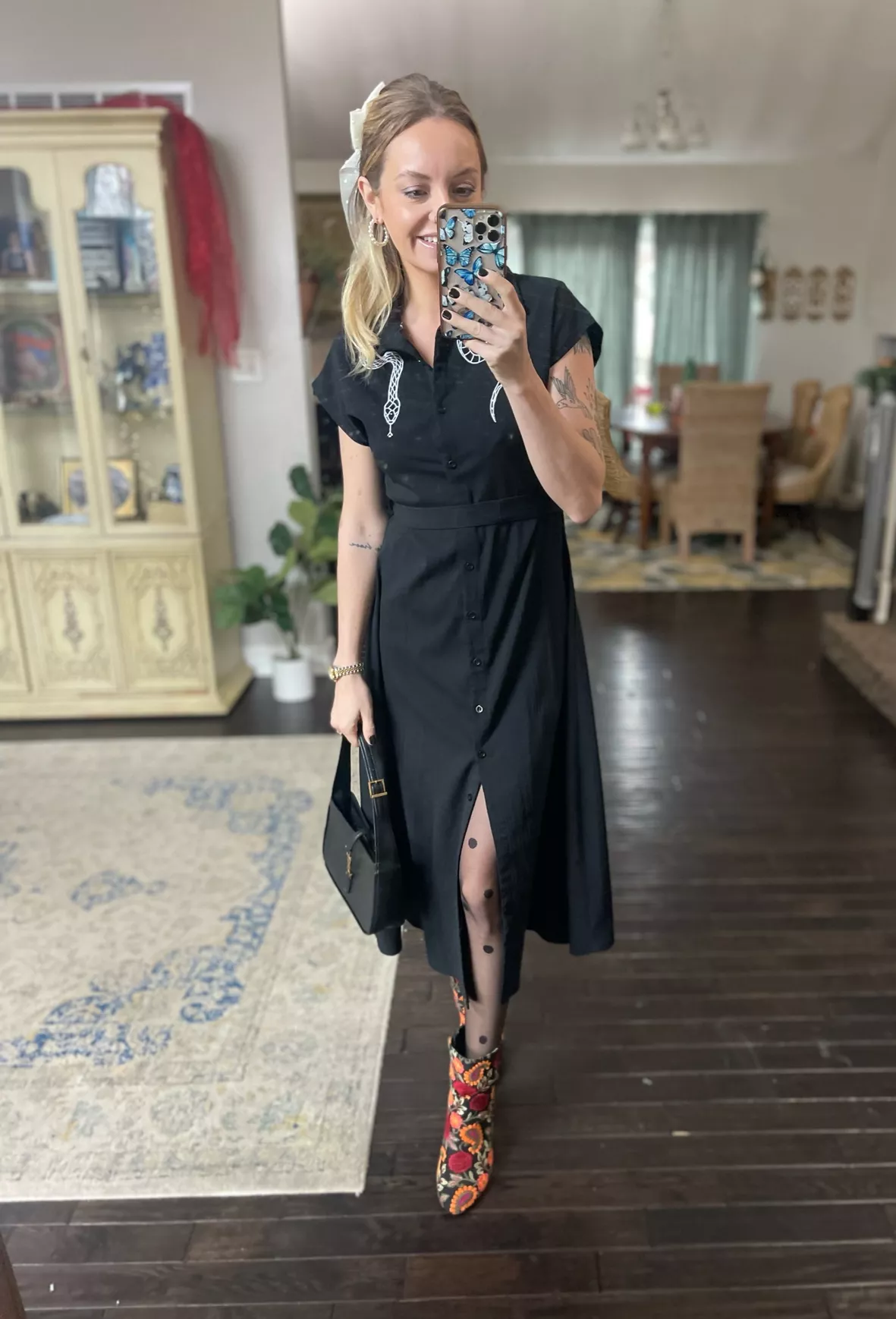 Black Leggings with Shirtdress Outfits (3 ideas & outfits)