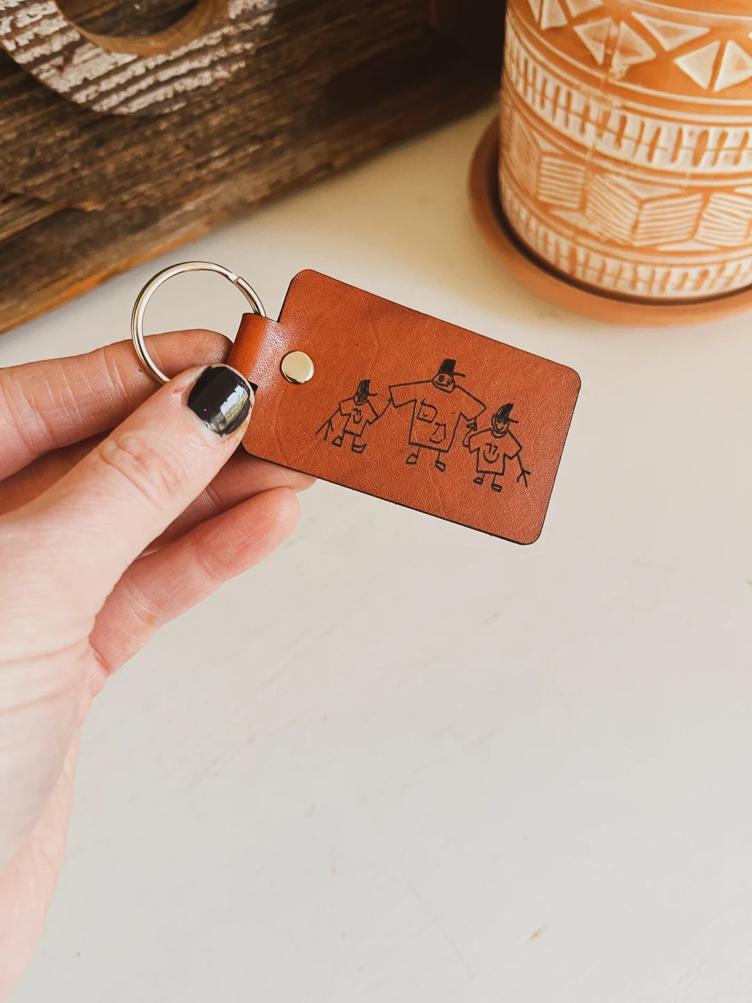 Kids Art Engraved Keychain, Personalized Keychain with Children's Drawings Engraved | Etsy (US)