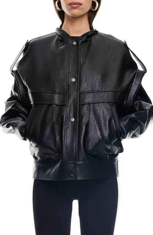LIONESS Madame Faux Leather Jacket in Onyx at Nordstrom, Size Medium | Nordstrom