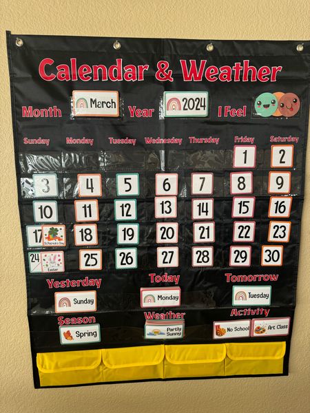 Calendar and weather pocket chart boho homeschool school supplies 

#LTKfamily #LTKU #LTKsalealert