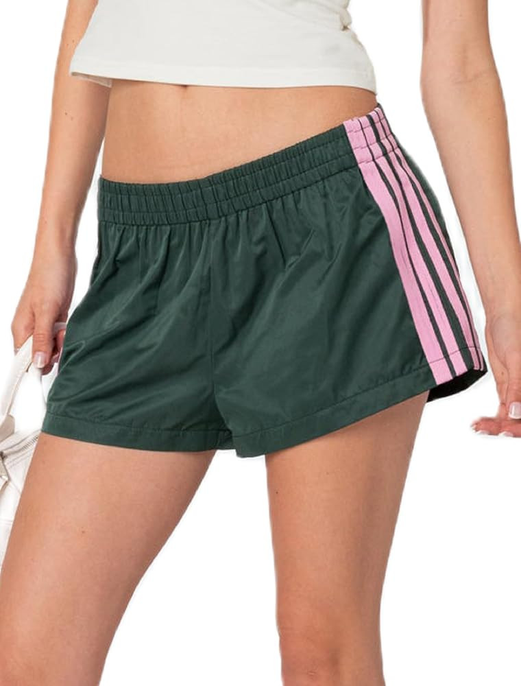 UAURORAO Women Striped Athletic Shorts Elastic Waist Side Stripe Casual Shorts Loose Patchwork Wo... | Amazon (US)
