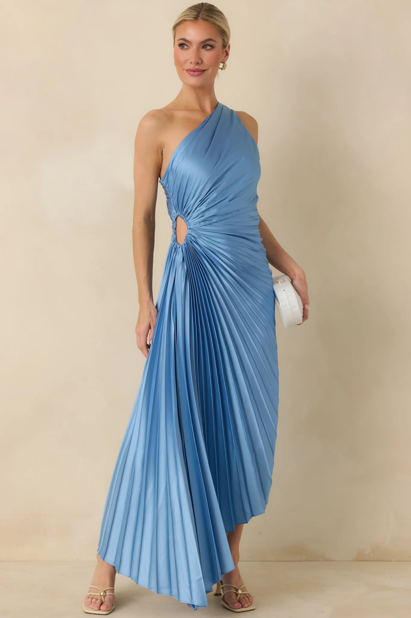 Poetic Charm Light Blue Asymmetric One Shoulder Maxi Dress S / Light Blue | Red Dress