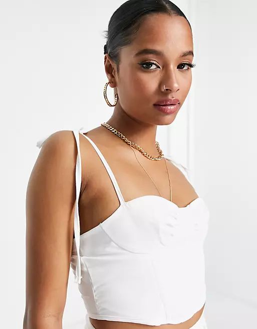 Jaded Rose Petite ruched cup corset top in white co-ord | ASOS (Global)