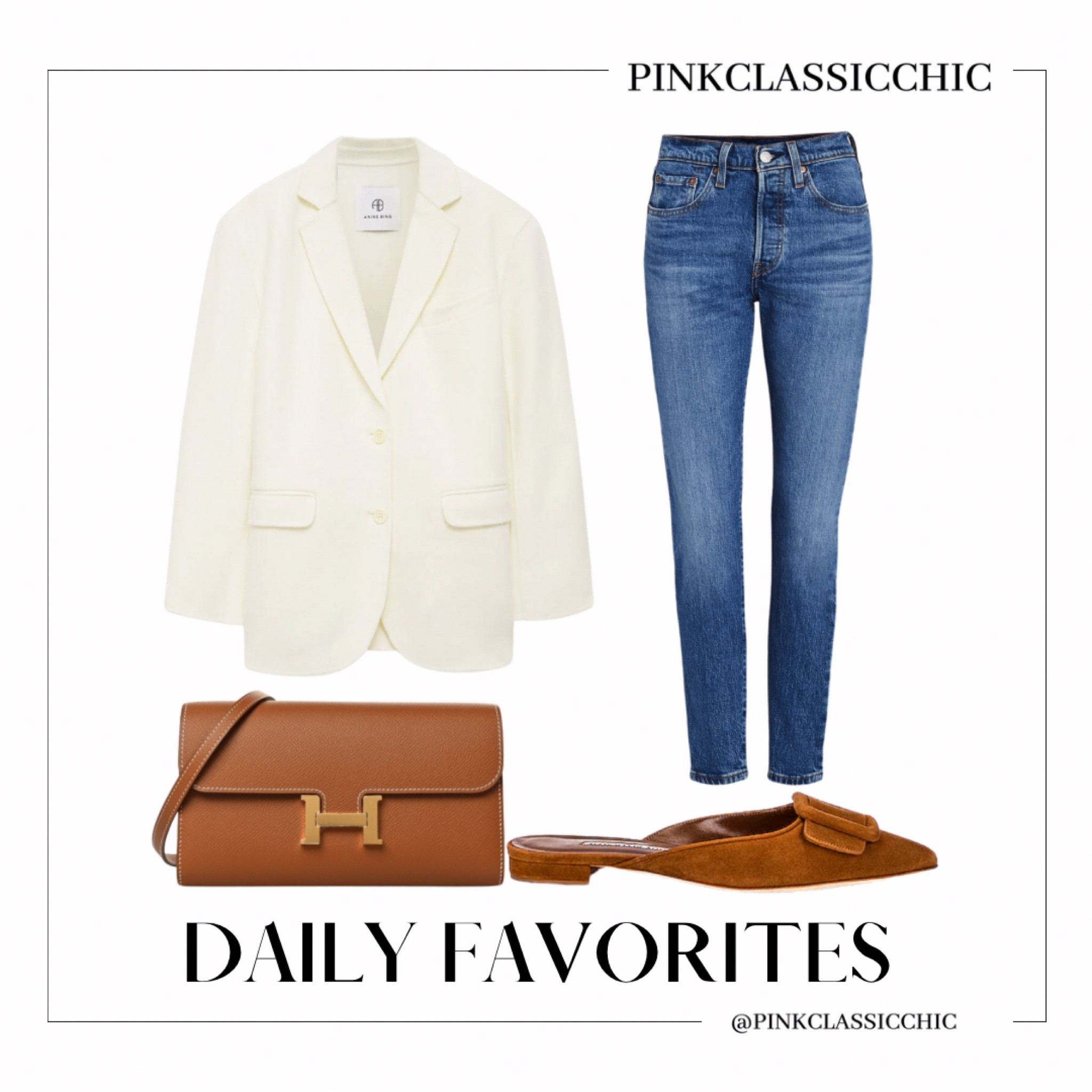 Anine bing, wool blazer, ivory blazer, Levi’s, jeans, Manolo blahnik, Constance wallet, Hermes, Hermes bag, brown flats, maysale flats, elegant looks, elegant outfits, chic looks, Parisian 

#LTKstyletip #LTKSeasonal #LTKworkwear