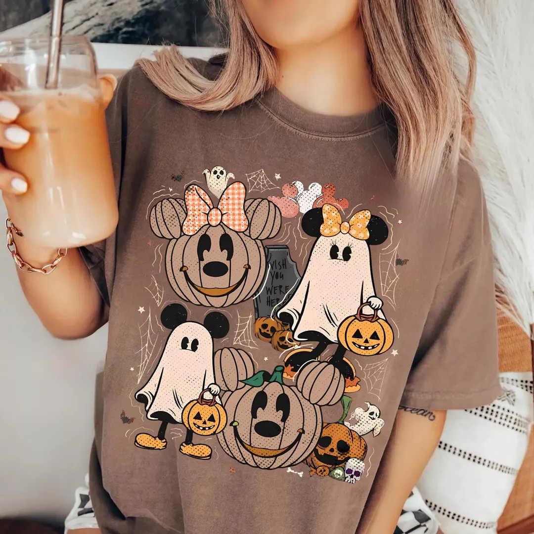 Comfort Colors® Retro Mickey Minnie Halloween Couple Shirts, Mickey Ghost Shirt, Minnie Ghost Sh... | Etsy (US)