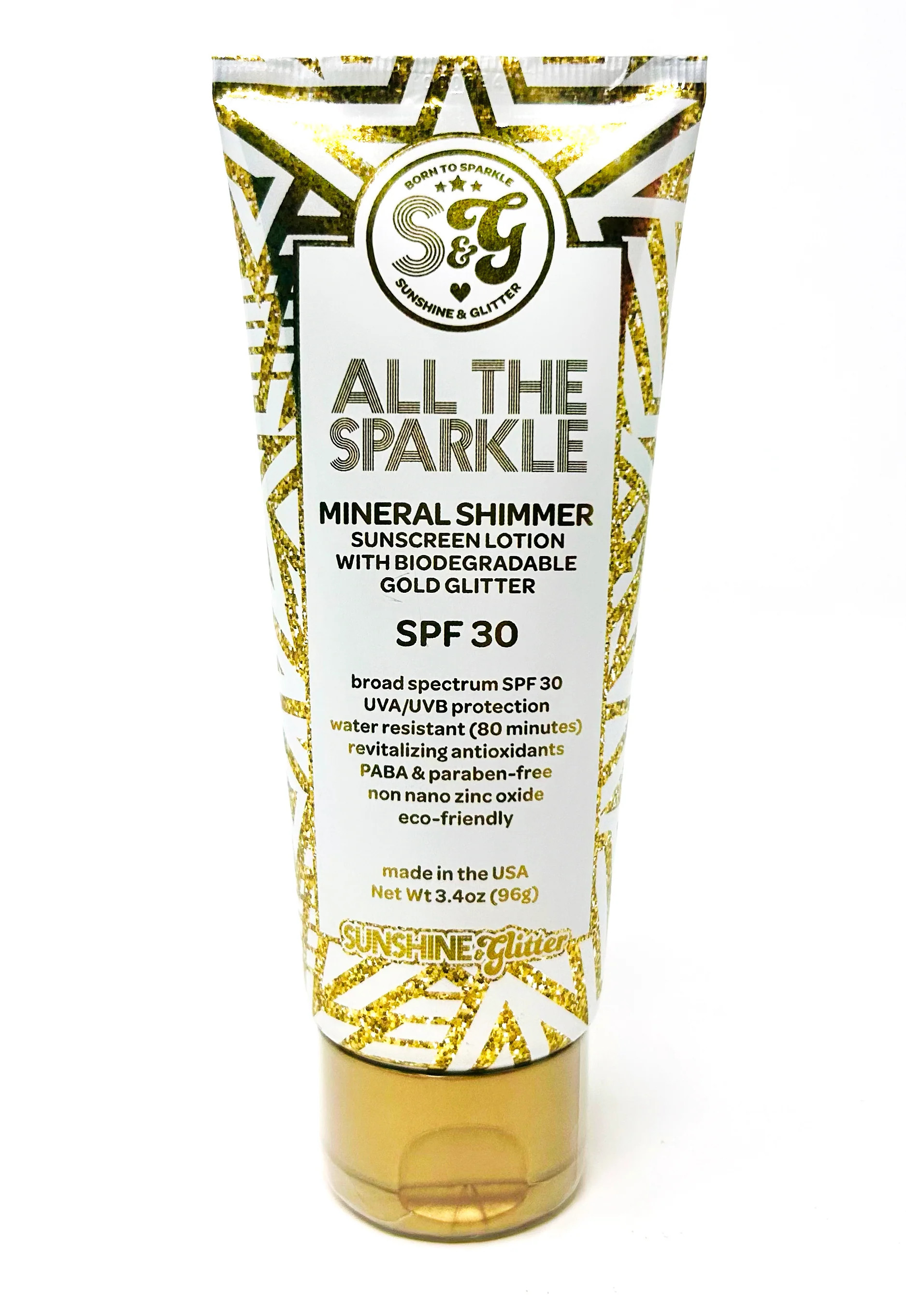 ALL THE SPARKLE Mineral Shimmer with Biodegradable Glitter SPF 30 | Sunshine & Glitter