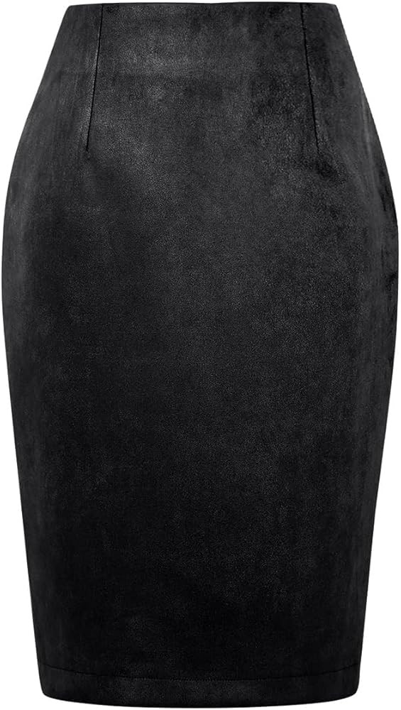 IDEALSANXUN Plaid Skirts for Women Fall Winter Knee Length Pencil Wool Skirt with Slit | Amazon (US)