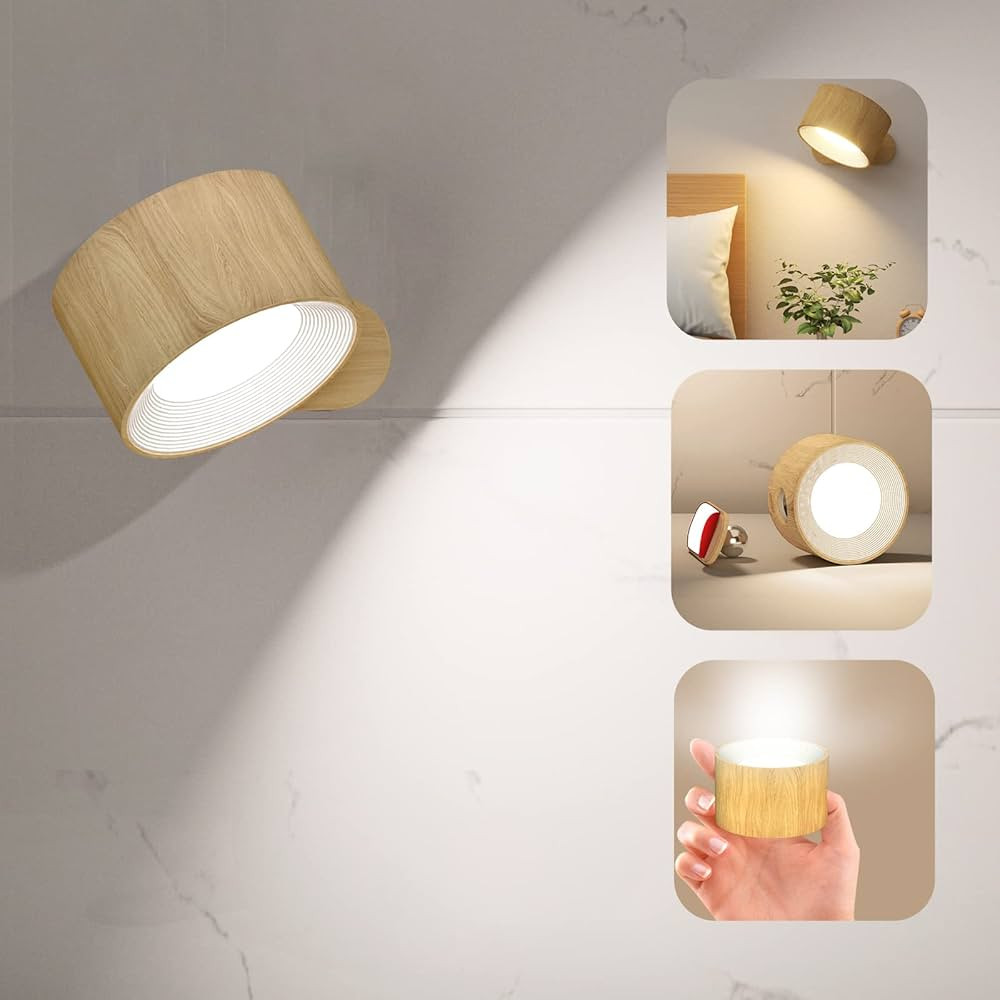 LED Wall Sconce, Wall Mounted Lamp with Rechargeable Battery Operated USB Port 3 Color Temperatur... | Amazon (US)