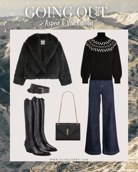 Winter Going Out Outfit - Aspen & Vail Edition❄️🤍
Wide leg jeans, black fur coat, black boots,  belt, and Yves Saint Laurent envelope bag.

#LTKSeasonal #LTKstyletip #LTKitbag